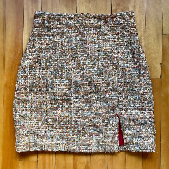 MARCIANO Tweed skirt size 36 gold - Picture 4 of 6